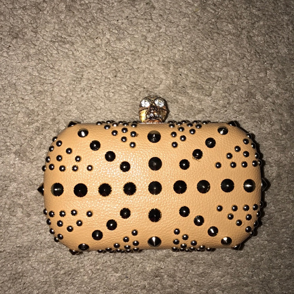 Nude Clutch With Crystals and Skull Closing!